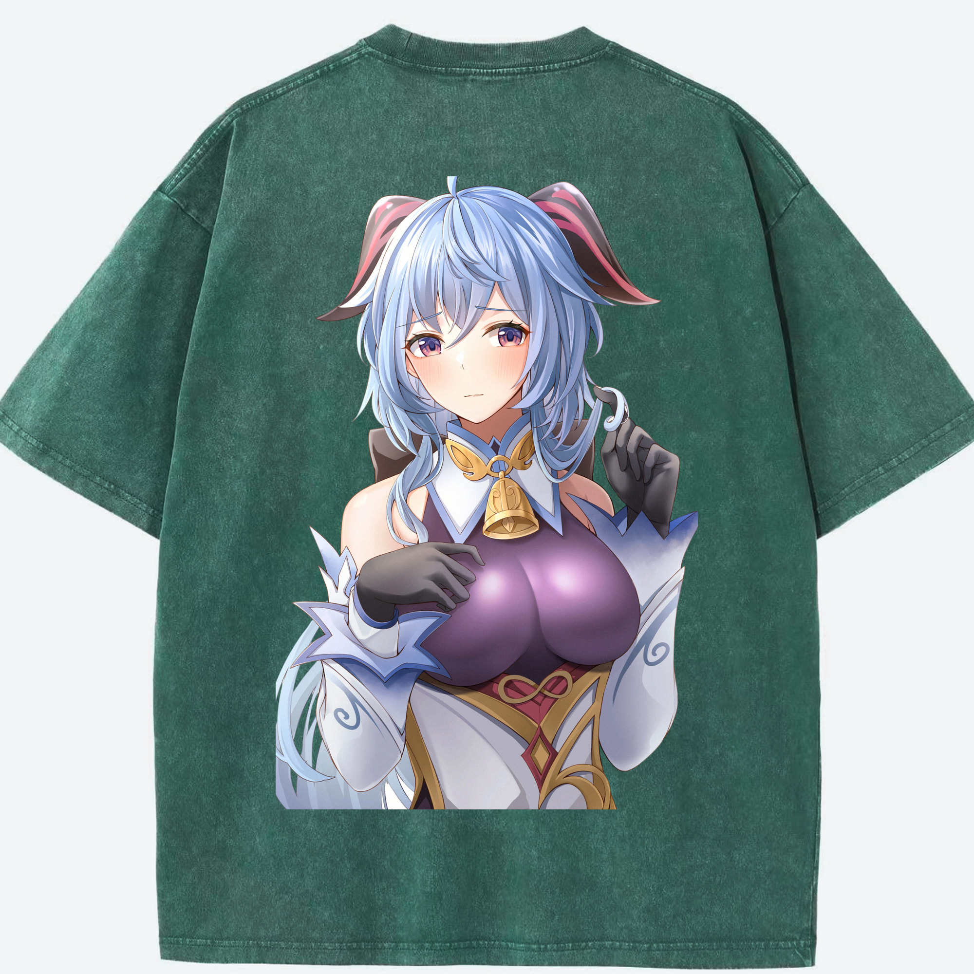 げんし神 甘雨 かんう genshin Ganyu 綿100% ヴィンテージ風 半袖Tシャツ（背面プリント）